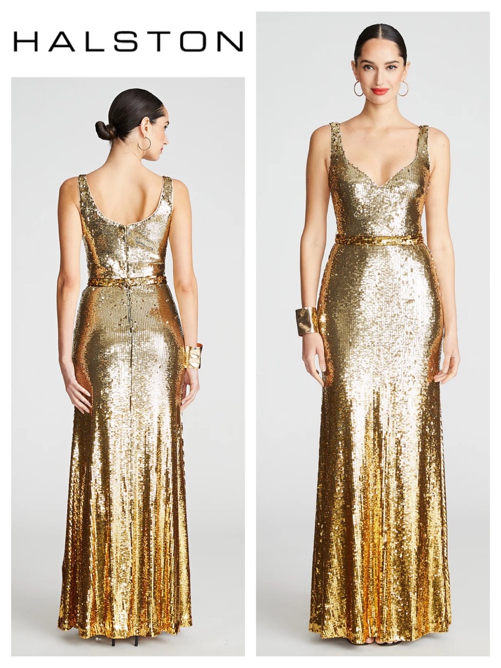 HALSTON Zahra Gown In Degrade Sequin